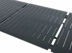 MYLIA Comedores De Jardín|Comedor de jardín de aluminio: una mesa extensible L.205/286.5 cm y 8 sillones apilables - Antracita - MACILA de