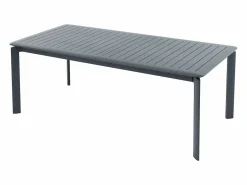 MYLIA Comedor de jardín de aluminio: una mesa extensible L.205/286,5 cm y 6 sillones apilables - Antracita - MACILA de Gris antracita Sale