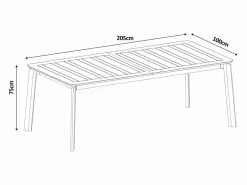 MYLIA Comedor de jardín de aluminio: una mesa extensible L.205/286,5 cm y 6 sillones apilables - Antracita - MACILA de Gris antracita Sale