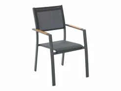 MYLIA Comedor de jardín de aluminio: una mesa extensible L.205/286,5 cm y 6 sillones apilables - Antracita - MACILA de Gris antracita Sale