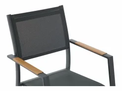 MYLIA Comedor de jardín de aluminio: una mesa extensible L.205/286,5 cm y 6 sillones apilables - Antracita - MACILA de Gris antracita Sale