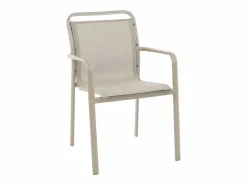 MYLIA Comedor de jardín de aluminio: una mesa redonda extensible L.150/200 cm y 6 sillones apilables - - VELYRA de Topo Clearance