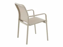MYLIA Comedor de jardín de aluminio: una mesa redonda extensible L.150/200 cm y 6 sillones apilables - - VELYRA de Topo Clearance