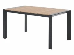 MYLIA Comedores De Jardín|Comedor de jardín de aluminio: una mesa L.150 cm y 4 sillones apilables - Natural claro y antracita - NYROS de