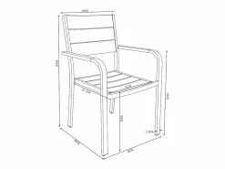 MYLIA Comedores De Jardín|Comedor de jardín de aluminio: una mesa L.150 cm y 4 sillones apilables - Natural claro y antracita - NYROS de