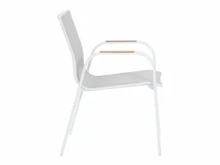 MYLIA Comedores De Jardín|Comedor de jardín de aluminio: mesa extensible de aluminio L.155/246 cm y 8 sillones - Natural claro y blanco - SERUNO de