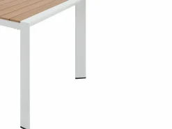 Comedor de jardín de aluminio: una mesa de 150 cm y 4 sillones apilables - Natural claro y blanco - NYROS de^MYLIA Discount