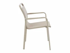 MYLIA Comedor de jardín de aluminio: una mesa redonda extensible L.150/200 cm y 4 sillones apilables - - VELYRA de Topo Hot