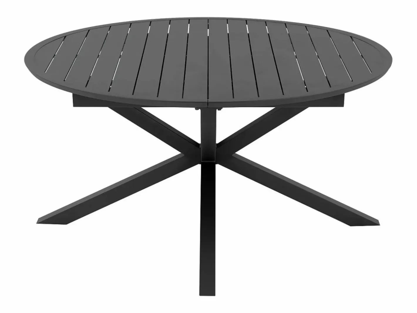 Comedor de jardín de aluminio: una mesa redonda extensible L.150/200 cm y 4 sillones apilables - Antracita - VELYRA de^MYLIA Hot