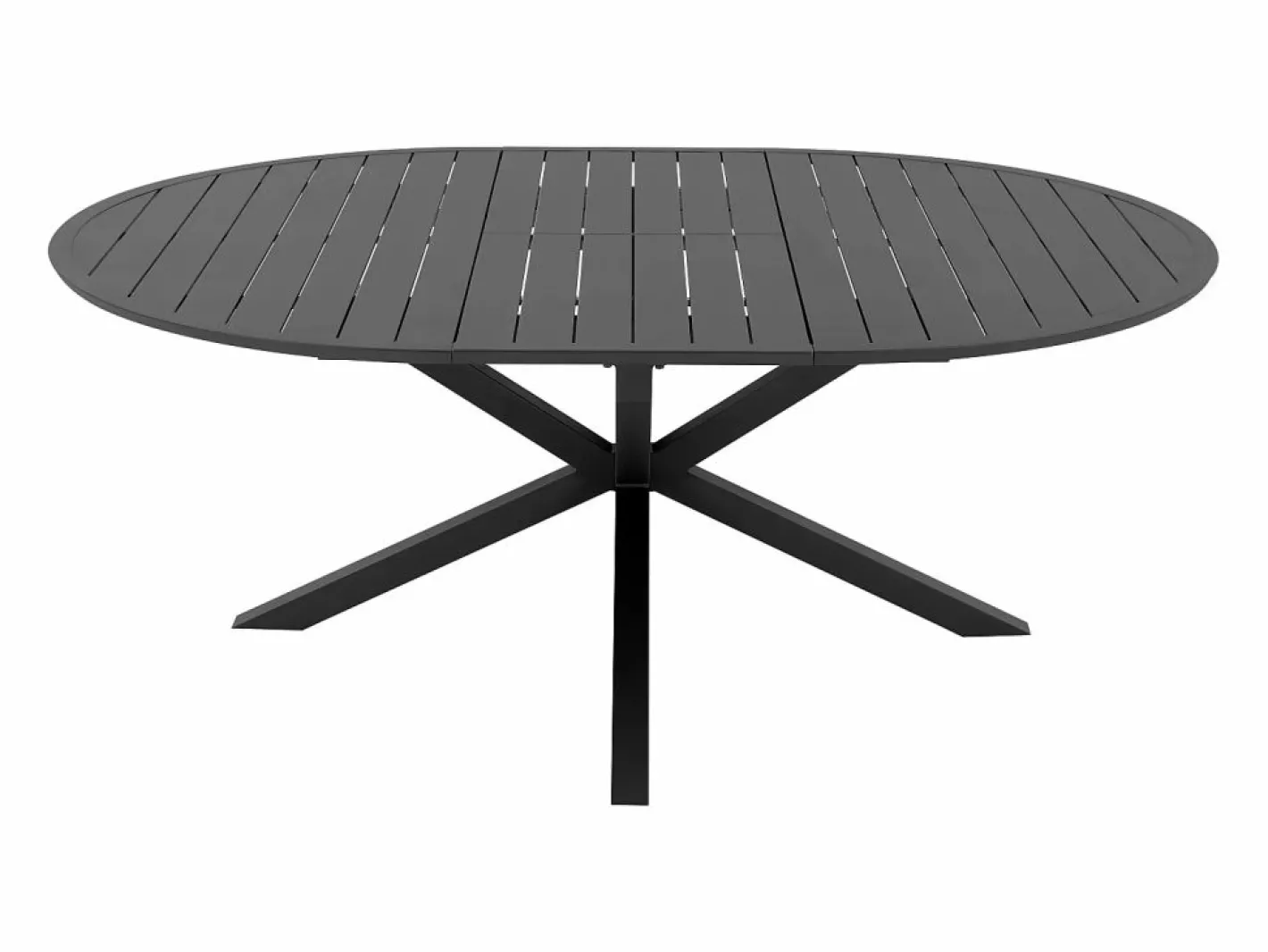 Comedor de jardín de aluminio: una mesa redonda extensible L.150/200 cm y 4 sillones apilables - Antracita - VELYRA de^MYLIA Hot