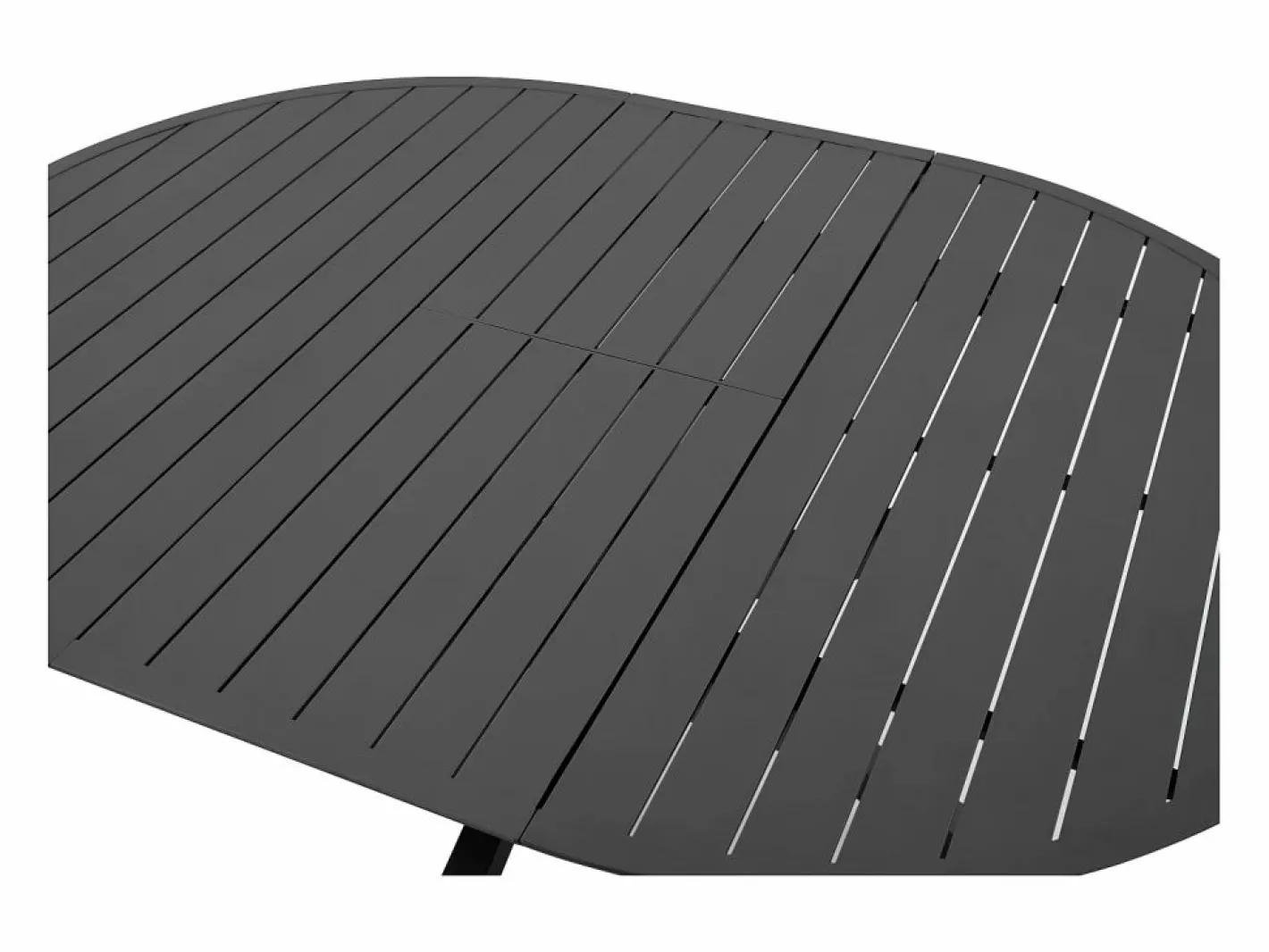 Comedor de jardín de aluminio: una mesa redonda extensible L.150/200 cm y 4 sillones apilables - Antracita - VELYRA de^MYLIA Hot