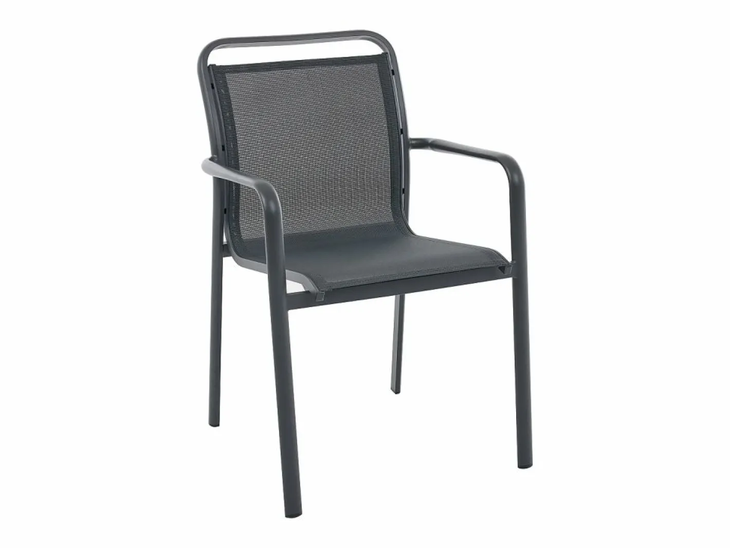 Comedor de jardín de aluminio: una mesa redonda extensible L.150/200 cm y 4 sillones apilables - Antracita - VELYRA de^MYLIA Hot