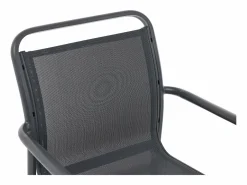Comedor de jardín de aluminio: una mesa redonda extensible L.150/200 cm y 4 sillones apilables - Antracita - VELYRA de^MYLIA Hot