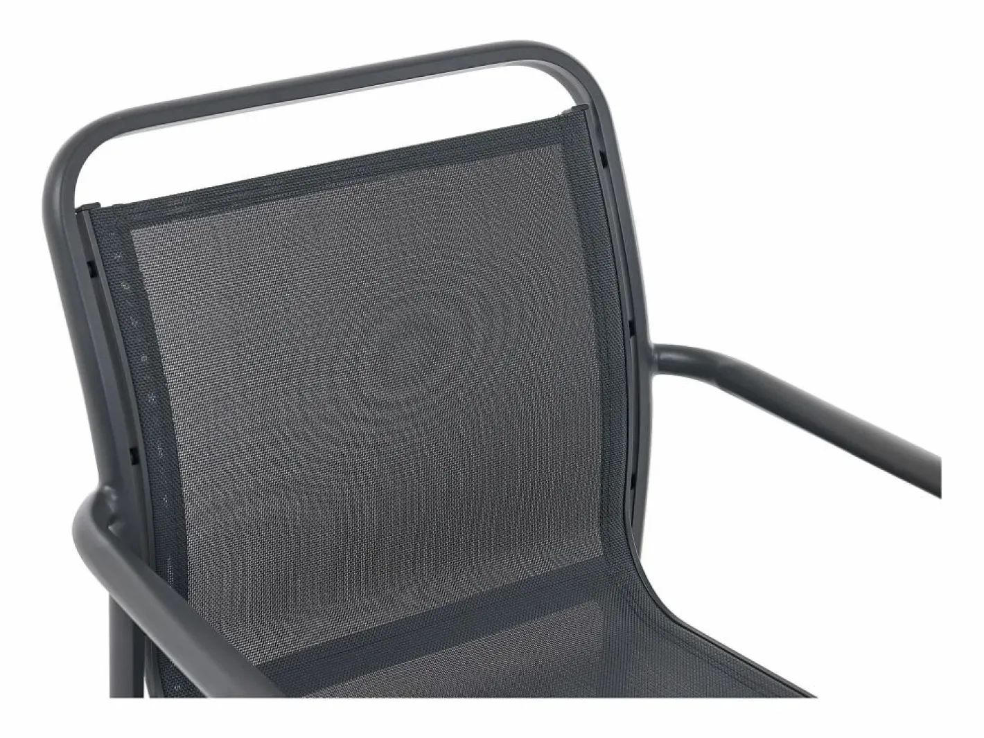 Comedor de jardín de aluminio: una mesa redonda extensible L.150/200 cm y 4 sillones apilables - Antracita - VELYRA de^MYLIA Hot