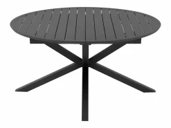 MYLIA Comedor de jardín de aluminio: mesa redonda extensible L.150/200 cm y 6 sillones apilables - Antracita - YOHA de Gris antracita New