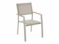 MYLIA Comedores De Jardín|Comedor de jardín de aluminio: una mesa extensible L.205/286.5 cm y 6 sillones apilables - - MACILA de