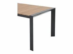MYLIA Comedores De Jardín|Comedor de jardín de aluminio: una mesa L.150 cm y 6 sillones apilables - Natural claro y antracita - LIOUS de