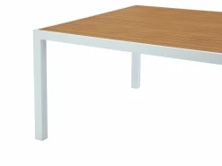 MYLIA Comedor de jardín de aluminio polywood de 140 cm + 4 sillas naturales claras MACILA Blanco Sale