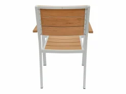 MYLIA Comedor de jardín de aluminio: una mesa L.150 cm y 6 sillones apilables - Natural claro y blanco - NYROS de Color natural claro / Blanco Best
