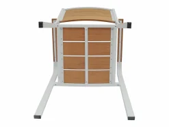 MYLIA Comedor de jardín de aluminio: una mesa L.150 cm y 6 sillones apilables - Natural claro y blanco - NYROS de Color natural claro / Blanco Best
