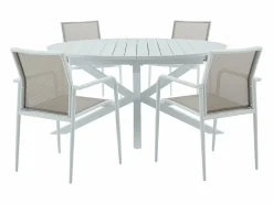 MYLIA Comedores De Jardín|Comedor de jardín de aluminio: una mesa extensible + 4 sillas - YOHA de