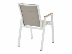Comedor de jardín de aluminio: una mesa L.150 cm y 6 sillones apilables - Natural claro y blanco - LIOUS de^MYLIA New