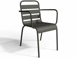 Comedor de jardín de metal una mesa L.160 con 2 sillones y 4 sillas^MYLIA