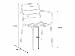 MYLIA Comedor de jardín de metal - Mesa redonda D.130cm y 6 sillones apilables - Amarillo - MIRMANDE de Mostaza Online