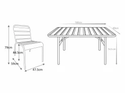 MYLIA Comedores De Jardín|Comedor de jardín de metal: 1 mesa L.160 cm + 4 sillas - - MIRMANDE