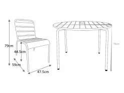 Comedor de jardín de metal - una mesa D.110cm y 4 sillas apilables^MYLIA Best