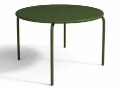 MYLIA Comedor de jardín de metal 1 mesa y 4 sillones apilables Verde - MIRMANDE Caqui Discount