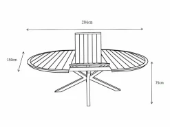 MYLIA Comedores De Jardín|Comedor de jardín de metal: mesa redonda extensible L.150/200 cm y 6 sillones apilables - - YOHA de