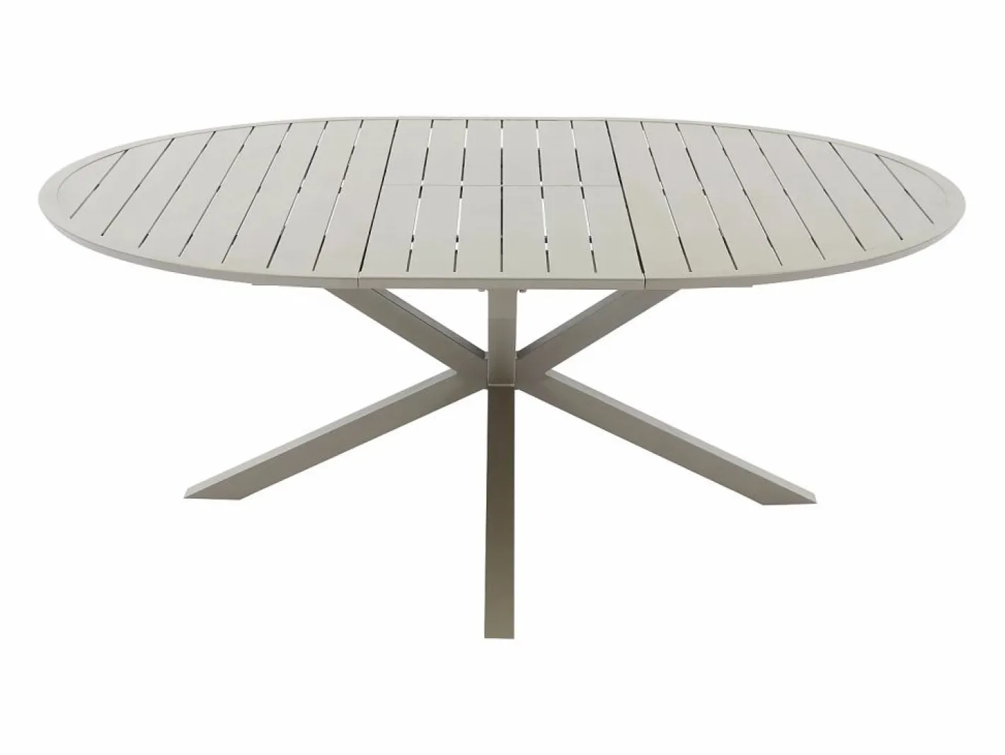MYLIA Comedores De Jardín|Comedor de jardín de metal: mesa redonda extensible L.150/200 cm y 6 sillones apilables - - YOHA de
