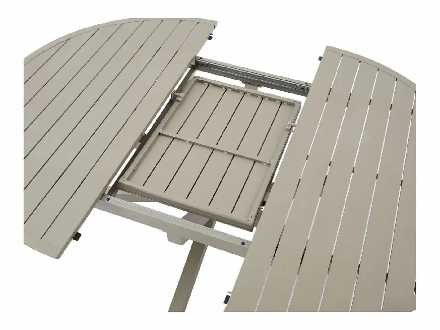 MYLIA Comedores De Jardín|Comedor de jardín de metal: mesa redonda extensible L.150/200 cm y 6 sillones apilables - - YOHA de