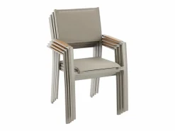 MYLIA Comedores De Jardín|Comedor de jardín de metal: mesa redonda extensible L.150/200 cm y 6 sillones apilables - - YOHA de