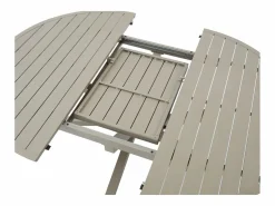 Comedor de jardín de metal: mesa redonda extensible L.150/200 cm y 4 sillones apilables - - YOHA de^MYLIA Online