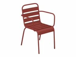 MYLIA Comedor de jardín de metal 1 mesa, 4 sillas, 2 sillones - MIRMANDE Rojo Online