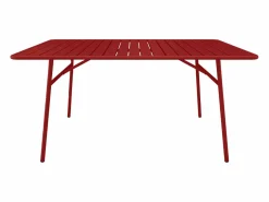 MYLIA Comedor de jardín de metal 1 mesa, 4 sillas, 2 sillones - MIRMANDE Rojo Online