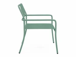 MYLIA Comedor de jardín de metal: 1 mesa de 160 cm y 6 sillas - - BIRMOS Verde almendra Sale