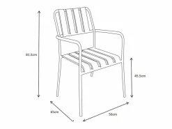 MYLIA Comedor de jardín de metal: 1 mesa de 160 cm y 6 sillas - - BIRMOS Verde almendra Sale
