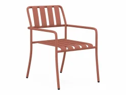 Comedor de jardín de metal: mesa D.120 cm y 4 sillones - Terracotta - BIRMOS de^MYLIA