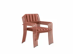 Comedor de jardín de metal: mesa D.120 cm y 4 sillones - Terracotta - BIRMOS de^MYLIA