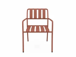 Comedor de jardín de metal: mesa D.120 cm y 4 sillones - Terracotta - BIRMOS de^MYLIA