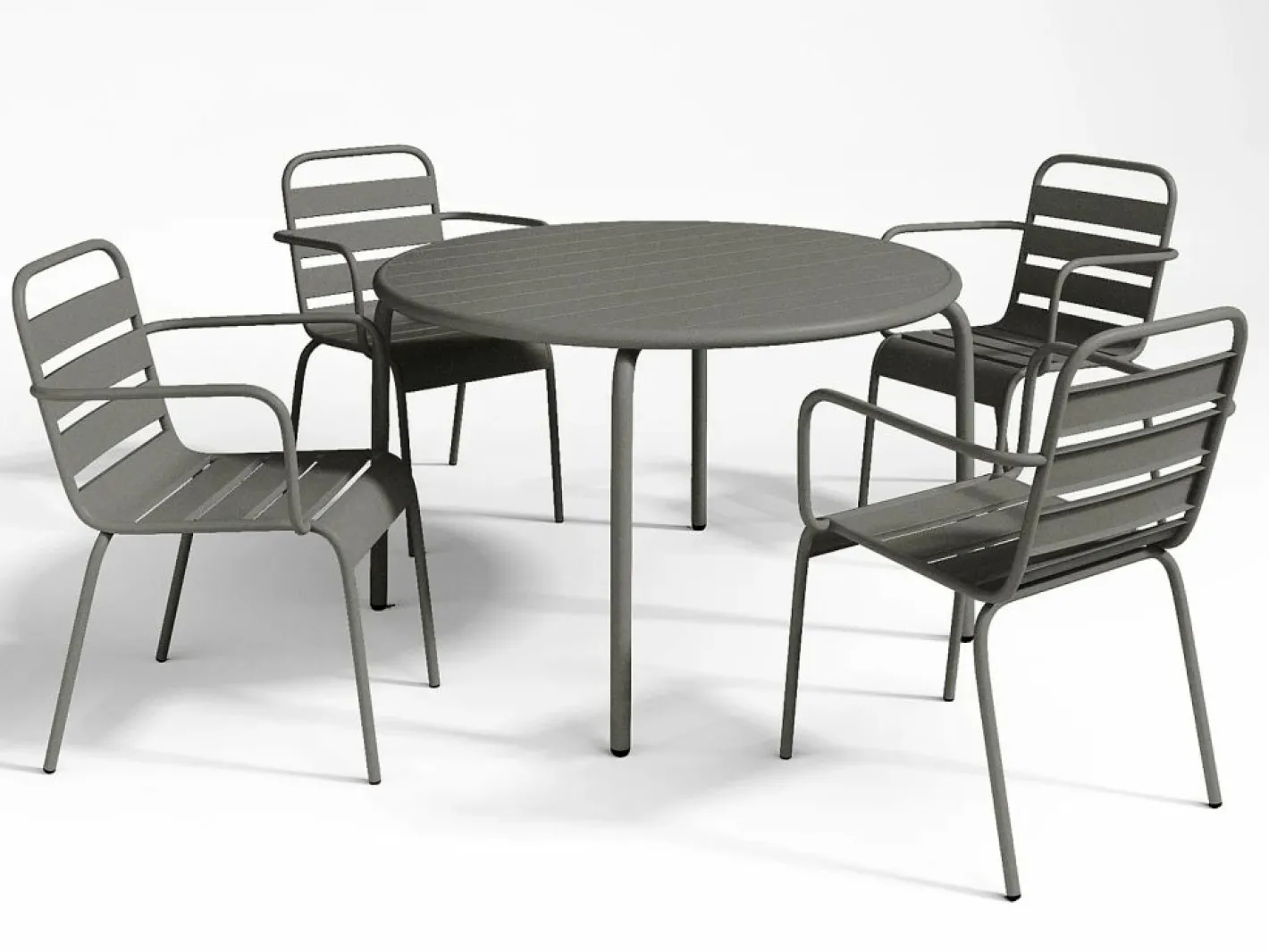 MYLIA Comedor de jardín de metal 1 mesa y 4 sillones apilables - MIRMANDE Gris antracita Outlet
