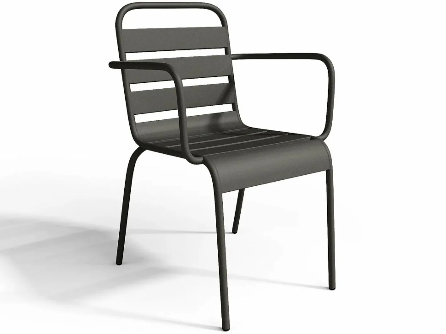 MYLIA Comedor de jardín de metal 1 mesa y 4 sillones apilables - MIRMANDE Gris antracita Outlet