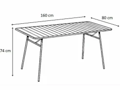 MYLIA Comedor de jardín de metal 1 mesa, 8 sillones - MIRMANDE Rojo Hot