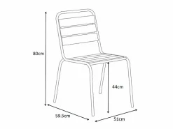 MYLIA Comedores De Jardín|Comedor de jardín de metal - Mesa redonda D.130cm y 6 sillas apilables - Amarillo - MIRMANDE de