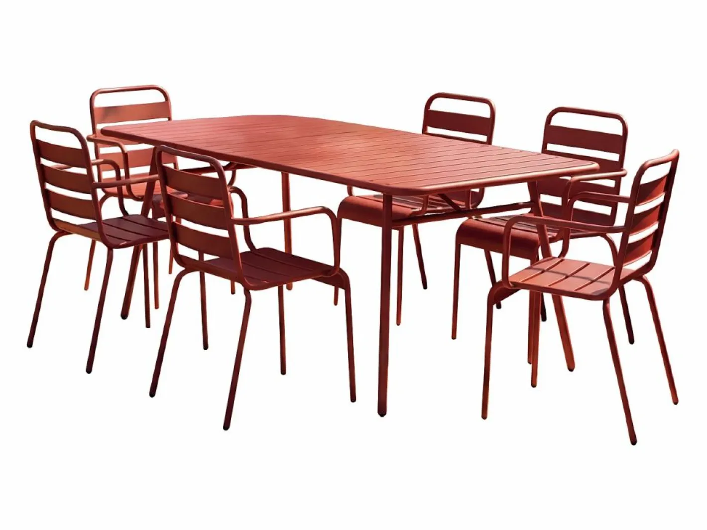 Comedor de jardín de metal 1 mesa, 6 sillones - MIRMANDE^MYLIA New