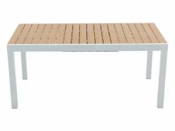 MYLIA Comedor de jardín extensible aluminio poliwood L.170 / 230 cm y 8 sillas Gris MACILA Blanco Hot