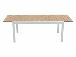 MYLIA Comedor de jardín extensible aluminio poliwood L.170 / 230 cm y 8 sillas Gris MACILA Blanco Hot
